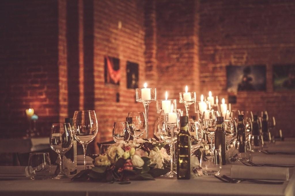 Long imperial table at the restaurant inside the fortress