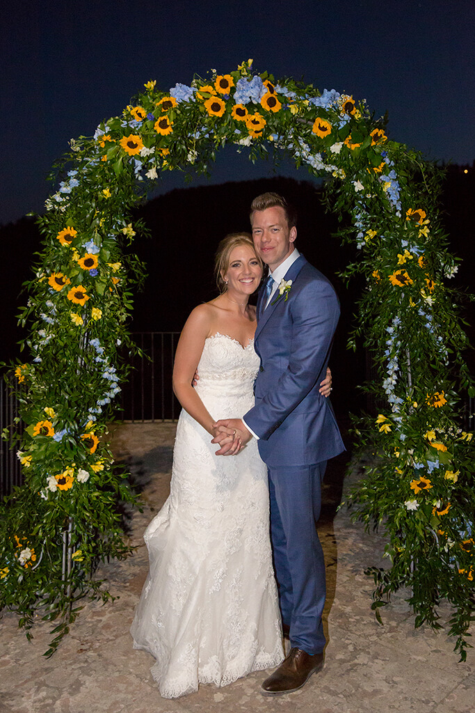 sunflower floral arch tuscany wedding