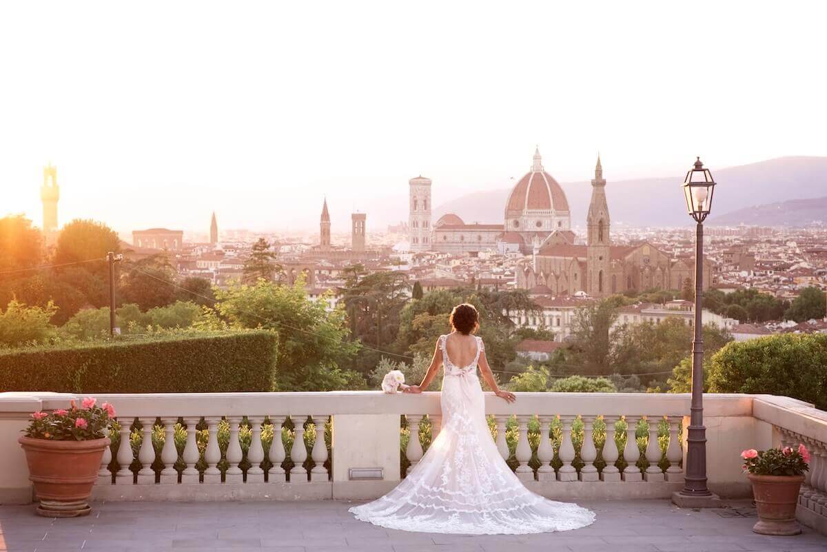 wedding bride Florence sunset