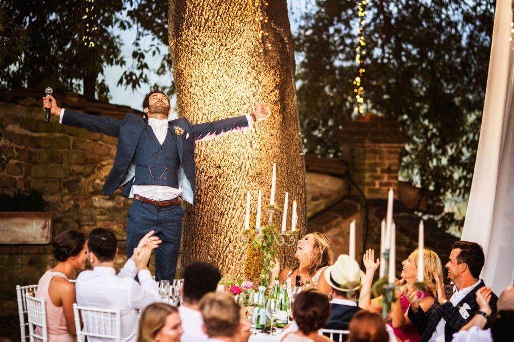 wedding reception in a tuscan winery