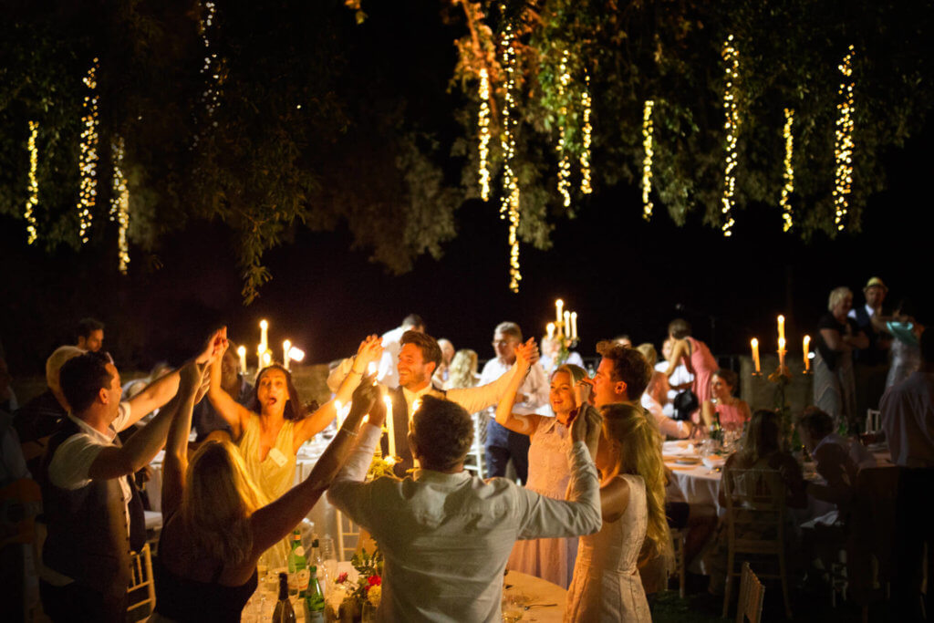 guest having fun at a wedding in Tuscany