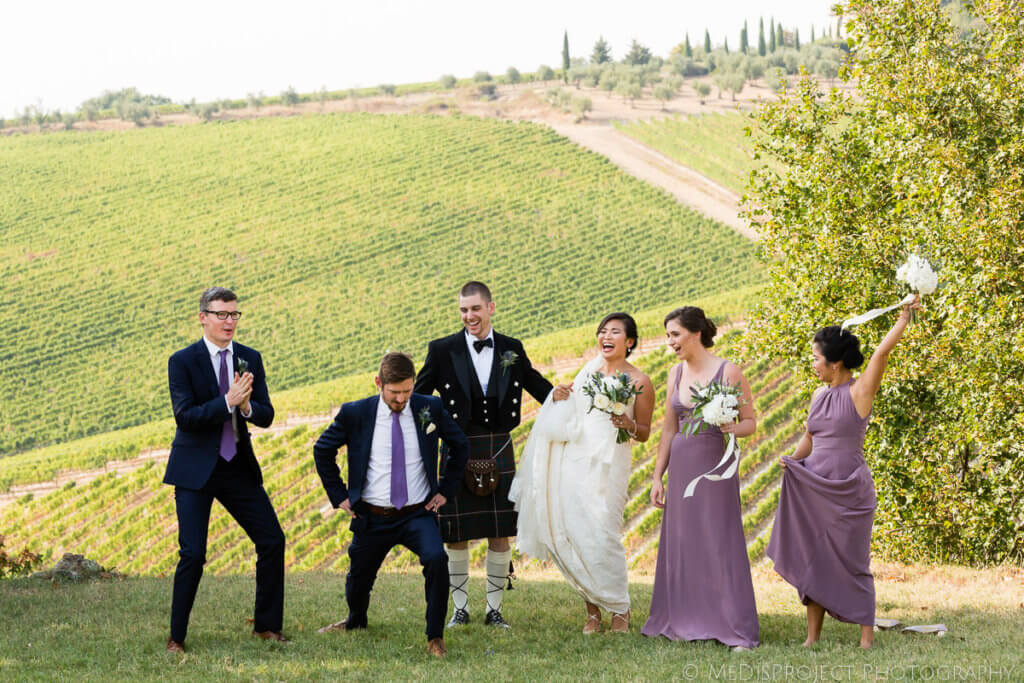 fun wedding in a tuscan winery