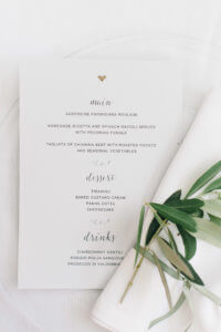 menu of the wedding