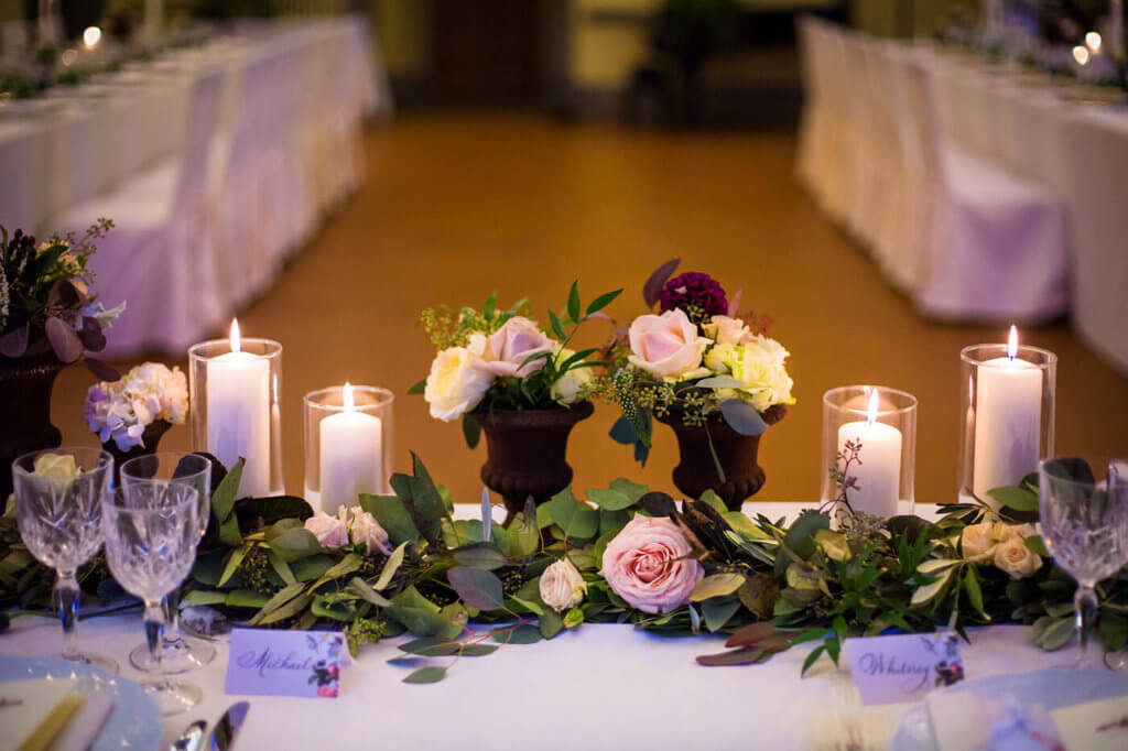 The table is decorated for reception