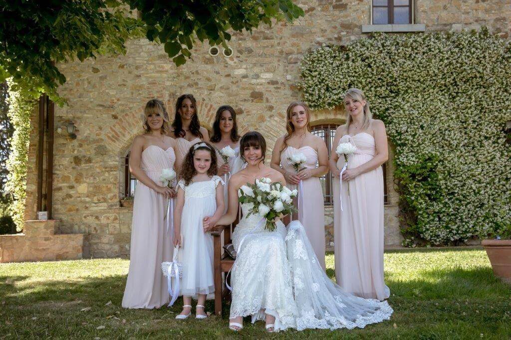 Bride with her bridesmaids