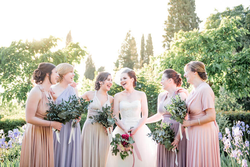 bride with bridesmaid during the reception