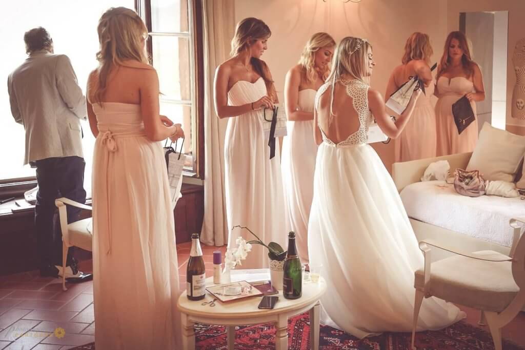 Emma prepares for the ceremony with her bridesmaids