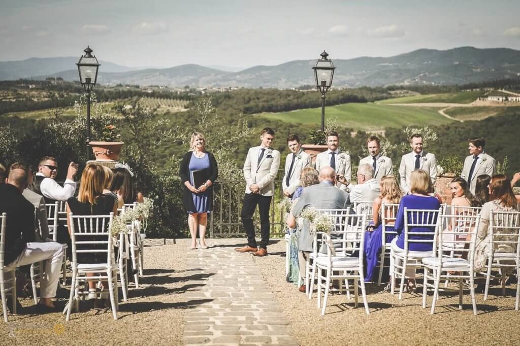 The groom waits for the bride