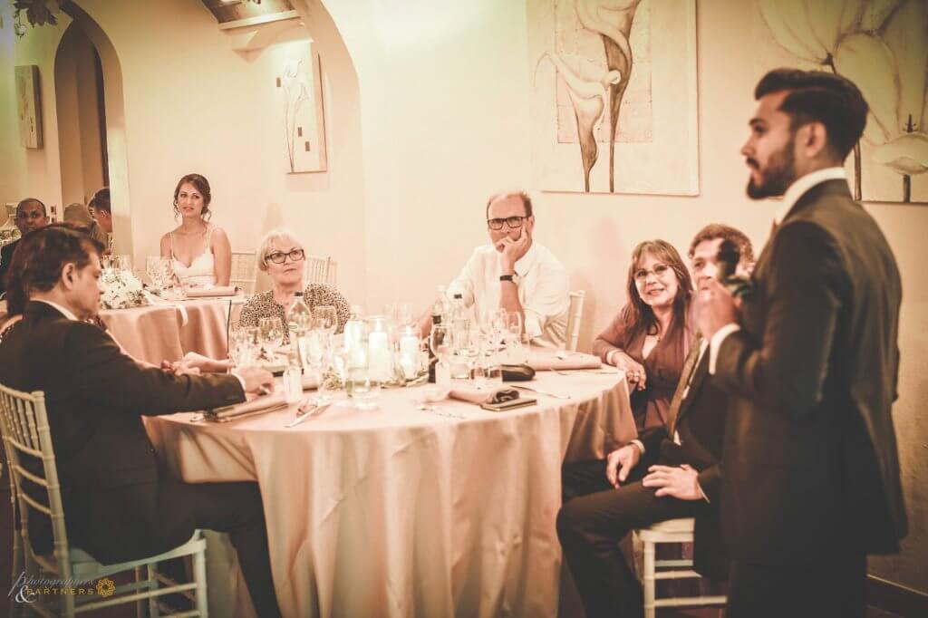 The groom has a speech for the bride and the guests