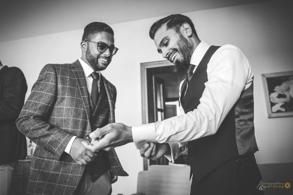 The groom prepares for the ceremony