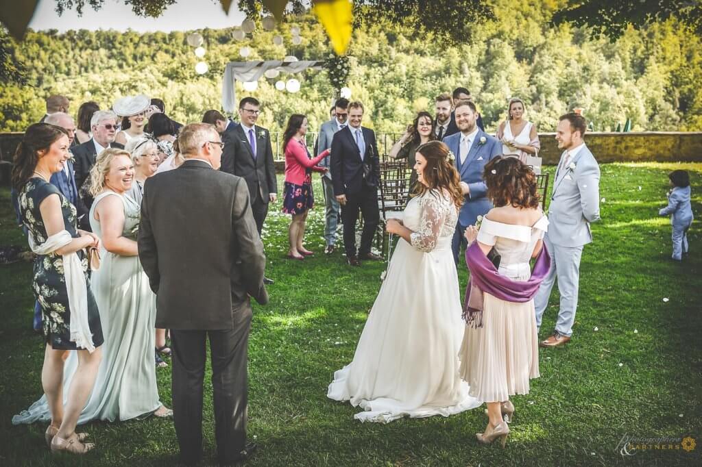 Amy & Elliot have fun with their guests after the ceremony