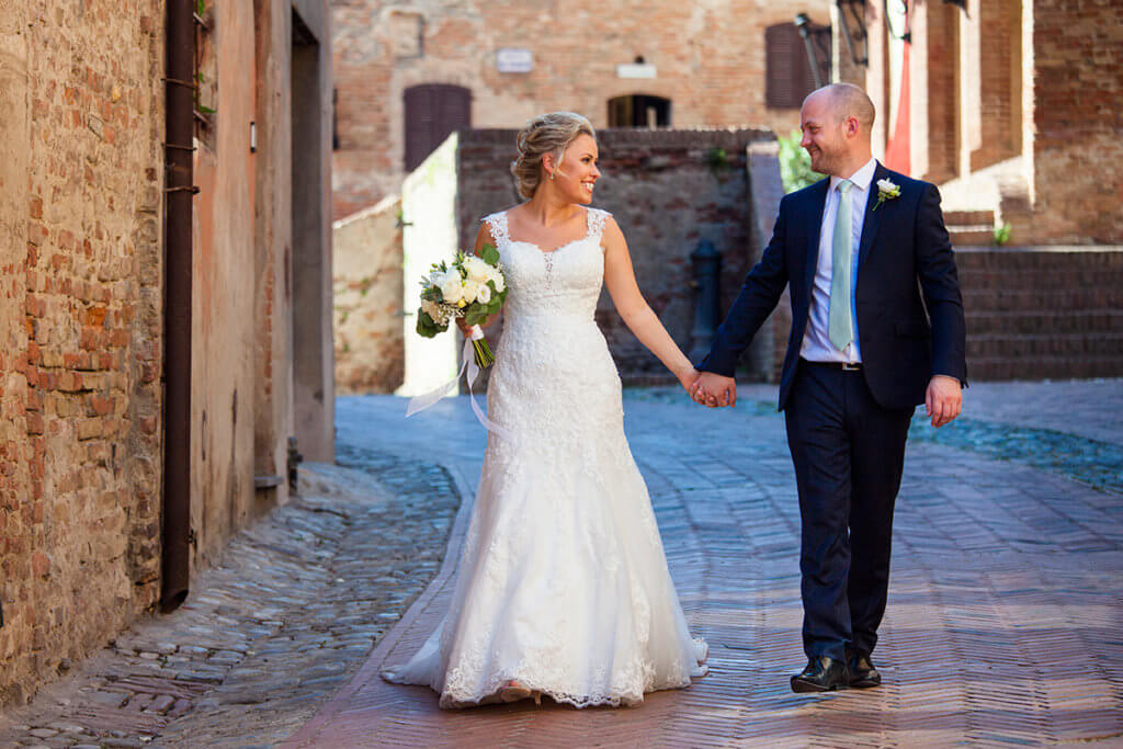 Helen & John walk through the town