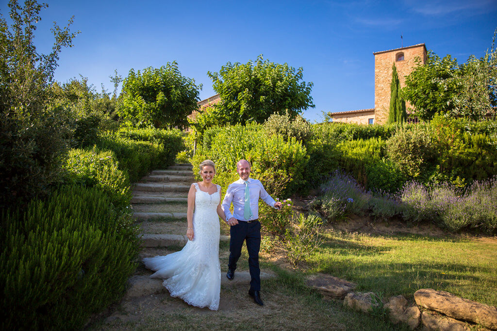 The newlyweds arrive at the location for the reception