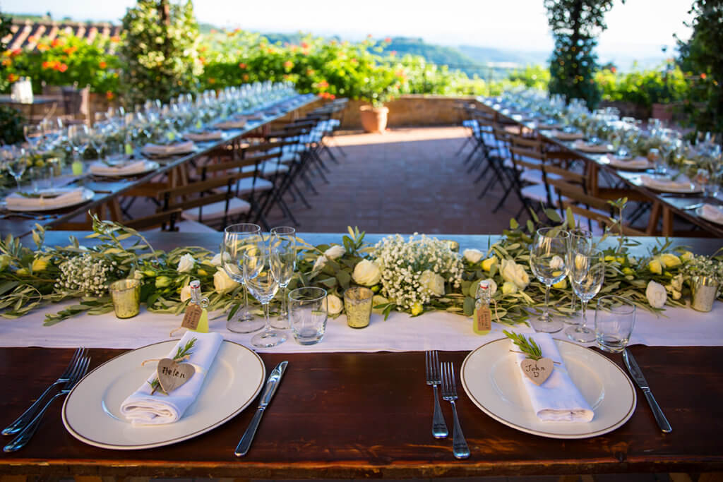 The table is set for the wedding dinner