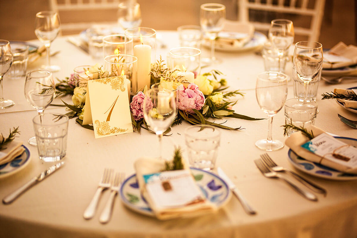 The table is ready for the wedding reception