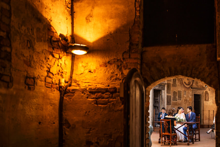 wedding in a medieval town in Tuscany