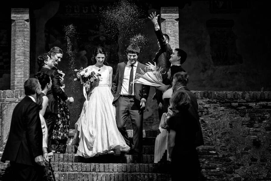 Civil wedding in an old historical town
