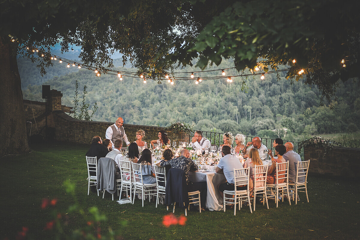 wedding dinner in the garden of the Villa