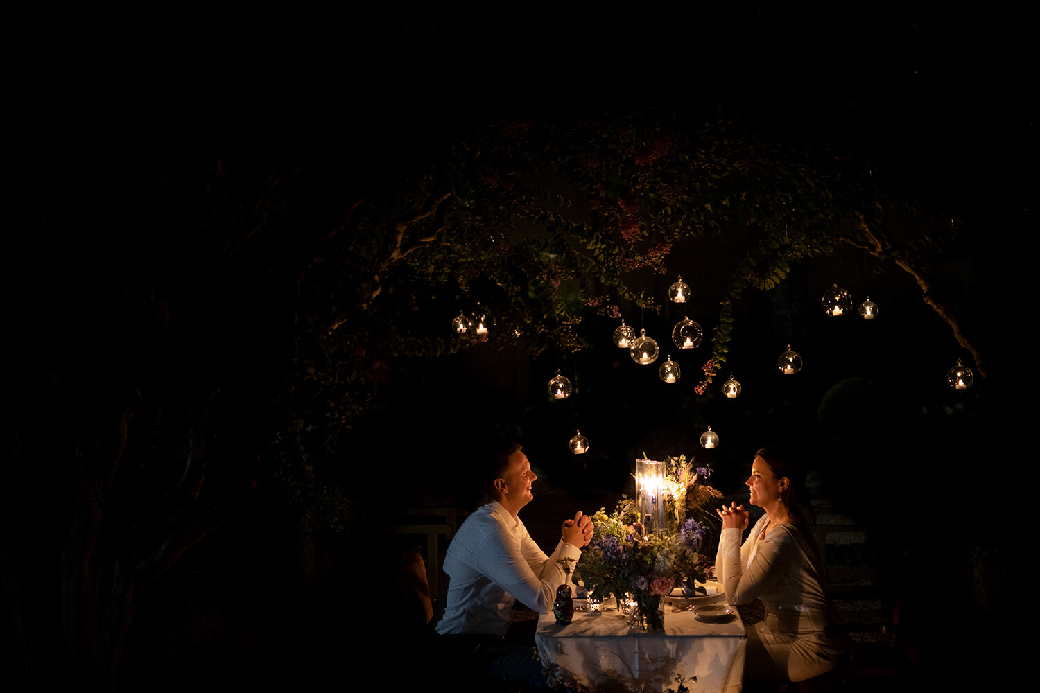 Romantic wedding dinner for two