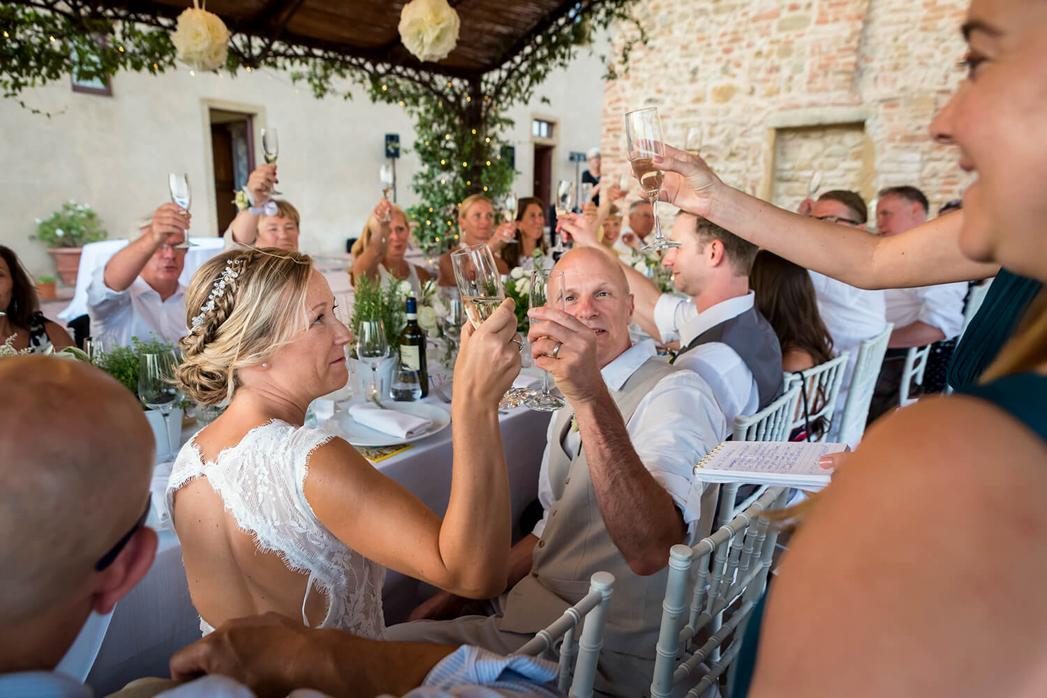 outdoor wedding reception in Tuscany