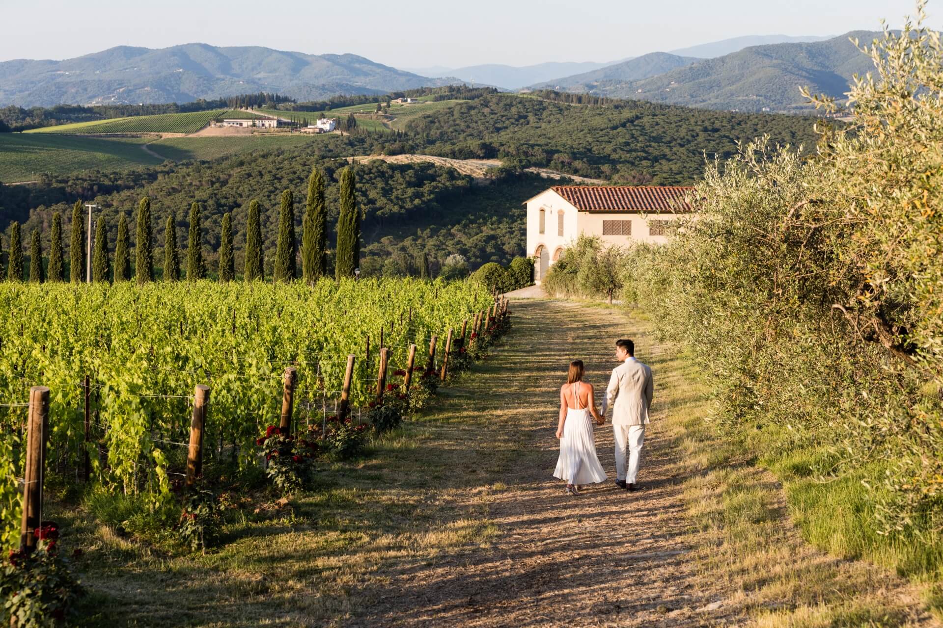 Wedding overlooking tuscan vineyards