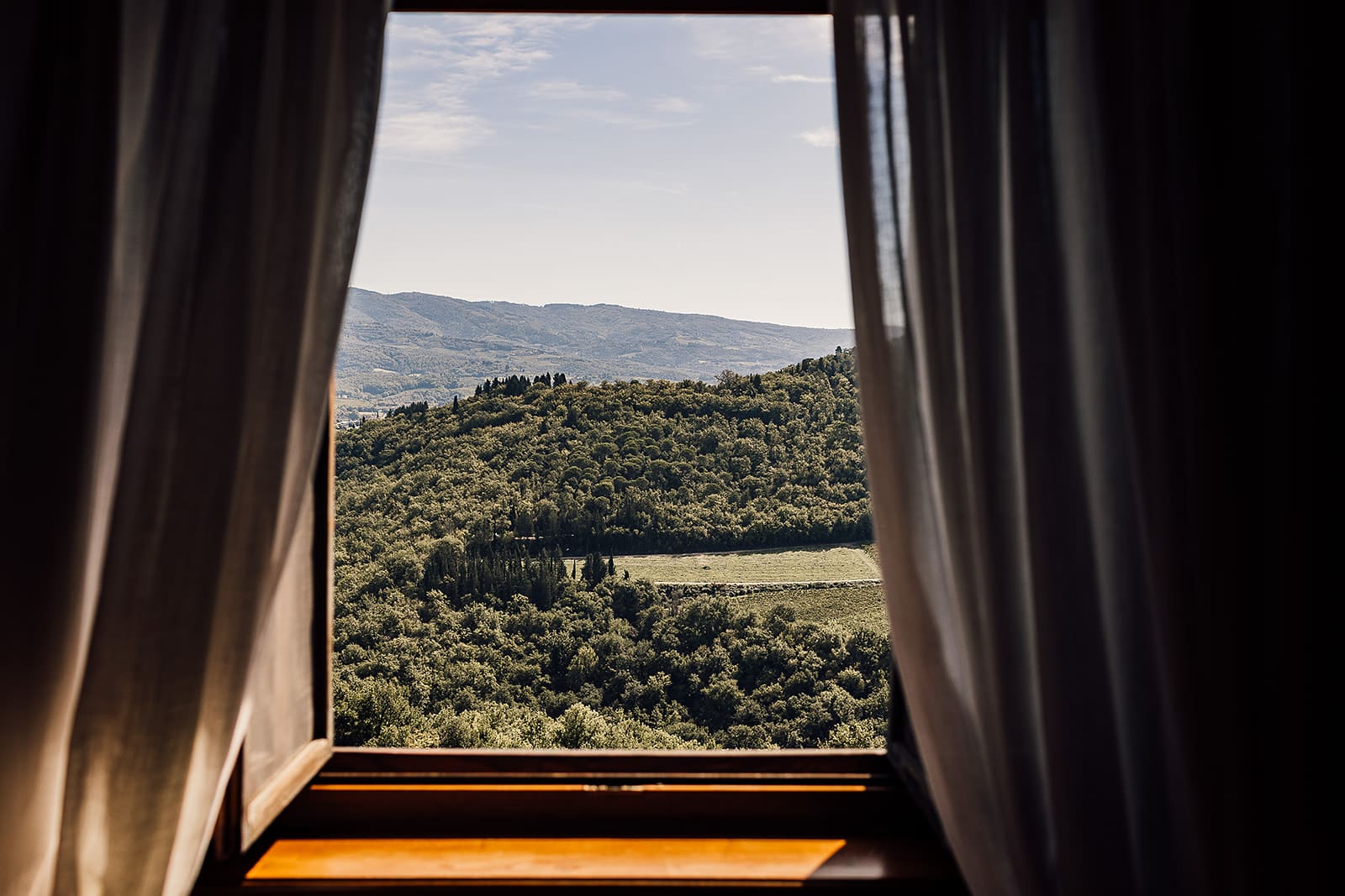 Beautiful view from a window in Chianti in Tuscany